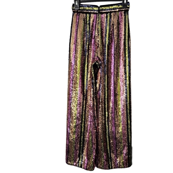 Rasario Multicolor Striped Sequin Straight Leg Pants - Picture 6 of 12